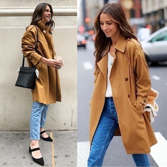 Something Navy Jackets & Blazers - Something Navy Easy Oversize Trench Coat Overcoat in Tan Bronze Camel Size M